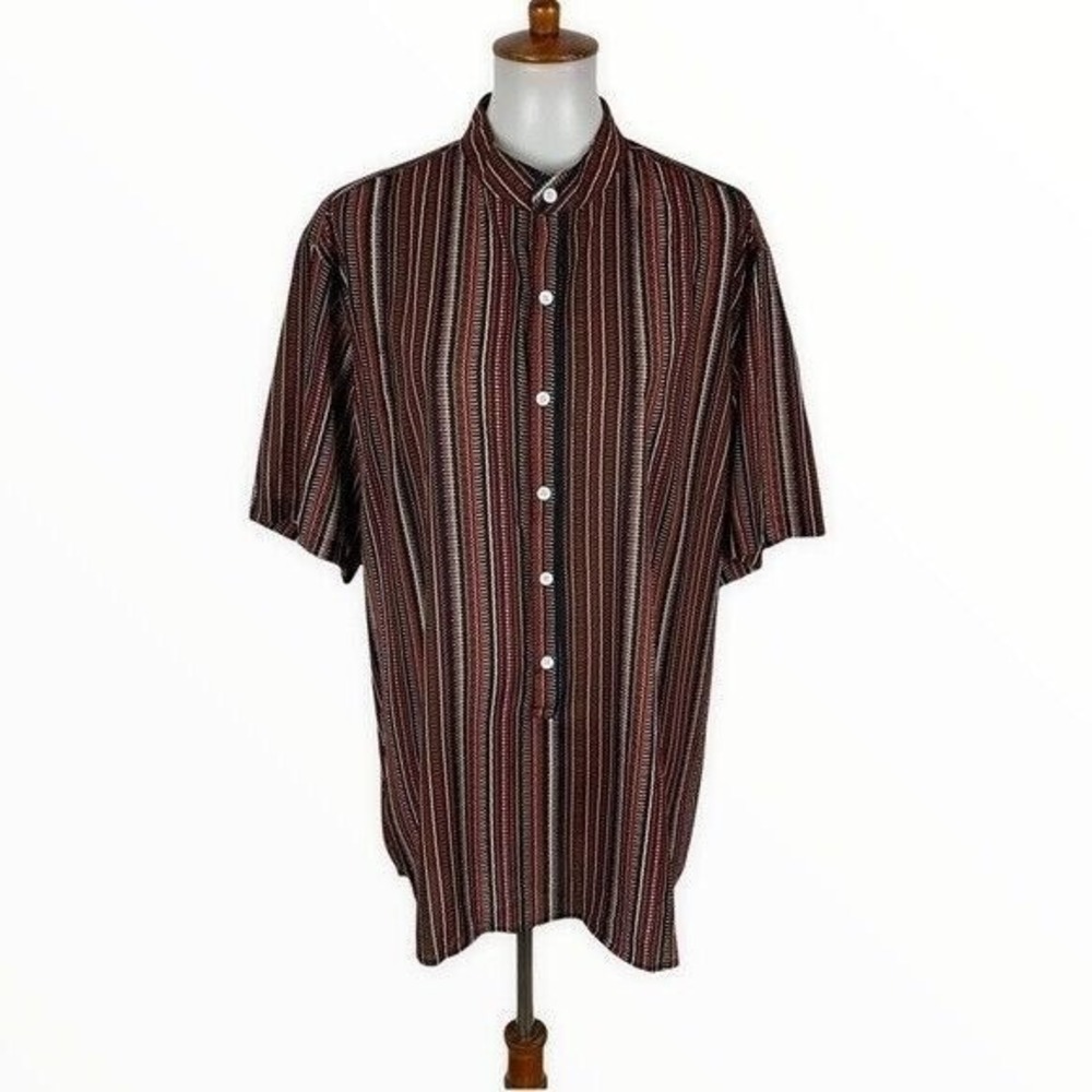 Zaful Top 2XL Brown Short Sleeve Button Front Y2K Streetwear Oversized Trendy